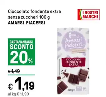 Iper La Grande Cioccolato fondente extra senza zuccheri 100 g AMARSI PIACERSI offerta