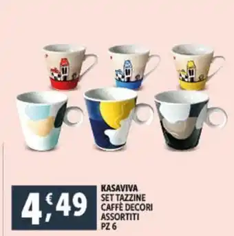 Deco Supermercati KASAVIVA SET TAZZINE CAFFÈ DECORI ASSORTITI PZ 6 offerta