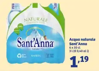 In'S Mercato Acqua naturale Sant'Anna 6 x 50 cl offerta