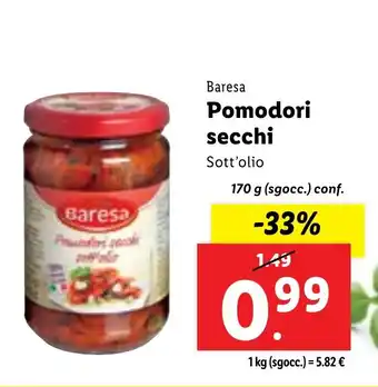 Lidl Baresa Pomodori secchi Sott'olio 170 g (sgocc.) conf. offerta