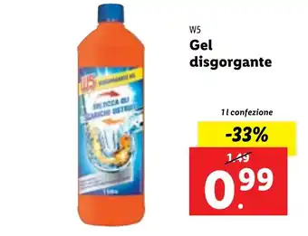 Lidl W5 Gel disgorgante 1l confezione offerta