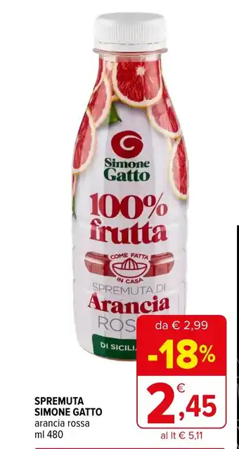 Iperal SPREMUTA SIMONE GATTO arancia rossa ml 480 offerta