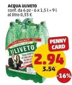 PENNY ACQUA ULIVETO 9 l offerta