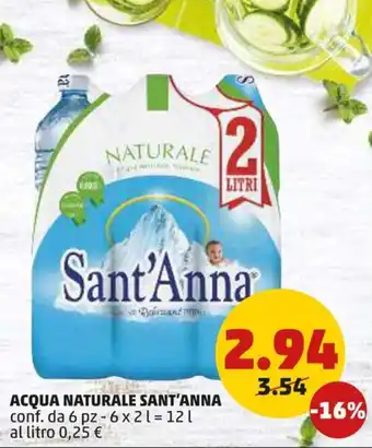 PENNY ACQUA NATURALE SANT'ANNA 12 l offerta