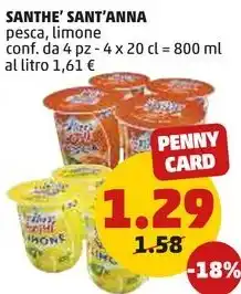 PENNY SANTHE' SANT'ANNA pesca, limone 800 ml offerta