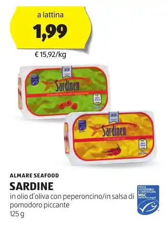 ALDI ALMARE SEAFOOD SARDINE 125 g offerta