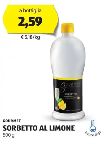 ALDI GOURMET SORBETTO AL LIMONE 500 g offerta