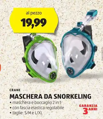 ALDI CRANE MASCHERA DA SNORKELING offerta