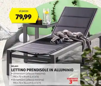 ALDI BELAVI LETTINO PRENDISOLE IN ALLUMINIO offerta