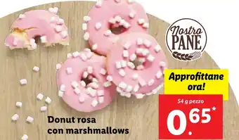 Lidl Donut rosa con marshmallows 54 g pezzo offerta