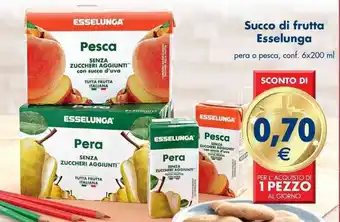 Esselunga Succo di frutta Esselunga pera o pesca, conf. 6x200 ml offerta