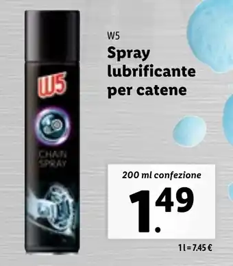 Lidl W5 Spray lubrificante per catene 200 ml confezione offerta