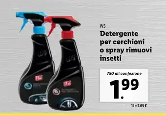 Lidl W5 Detergente per cerchioni o spray rimuovi insetti 750 ml confezione offerta