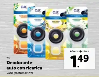 Lidl W5 Deodorante auto con ricarica offerta