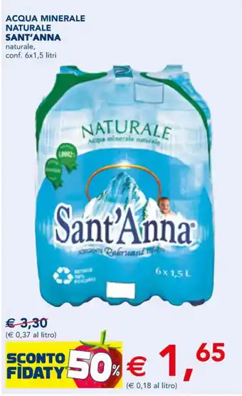 Esselunga ACQUA MINERALE NATURALE SANT'ANNA naturale, conf. 6x1,5 litri offerta