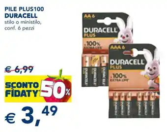 Esselunga PILE PLUS100 DURACELL stilo o ministilo, conf. 6 pezzi offerta