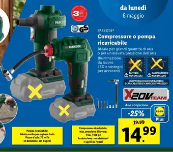 Lidl PARKSIDE Compressore o pompa ricaricabile offerta