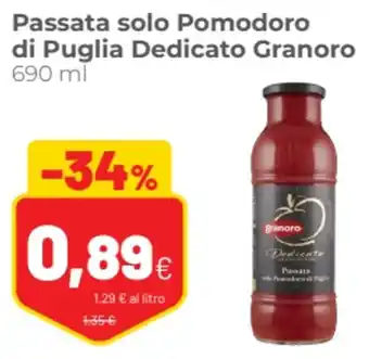 Coop famiglia cooperativa Passata solo Pomodoro di Puglia Dedicato Granoro 690 ml offerta