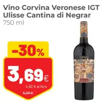 Coop famiglia cooperativa Vino Corvina Veronese IGT Ulisse Cantina di Negrar 750 ml offerta