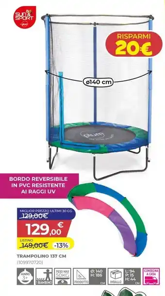 Toys Center Sun & SPORT TRAMPOLINO 137 CM offerta