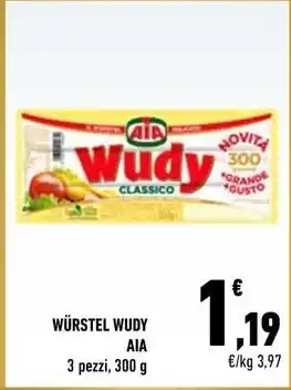 Conad City WÜRSTEL WUDY AIA 3 pezzi, 300 g offerta