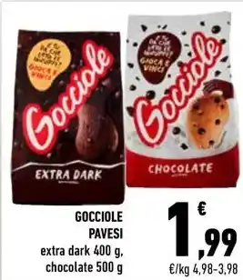 Conad City GOCCIOLE PAVESI extra dark 400 g, chocolate 500 g offerta