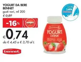 Bennet YOGURT DA BERE BENNET gusti vari, ml 200 offerta