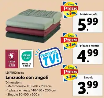 Lidl LIVARNO home Lenzuolo con angoli offerta
