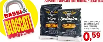 Todis PASTA DI SEMOLA DI GRANO DURO VARI FORMATI 500 g offerta