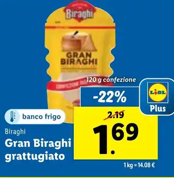 Lidl Biraghi Gran Biraghi grattugiato 120 g confezione offerta