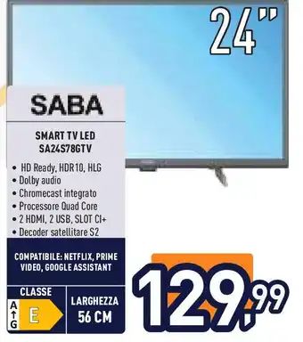 Unieuro SABA SMART TV LED SA24S78GTV offerta