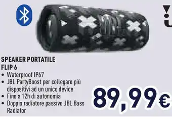 Unieuro JBL SPEAKER PORTATILE FLIP 6 offerta