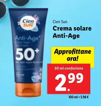 Lidl Cien Sun Crema solare Anti-Age 50 ml confezione offerta