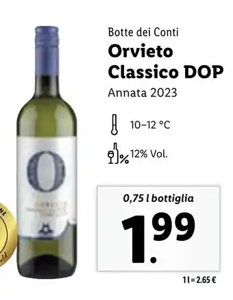 Lidl Botte dei Conti Orvieto Classico DOP 0,75 l bottiglia offerta