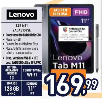 Unieuro Lenovo TAB M11 ZADA0134SE offerta