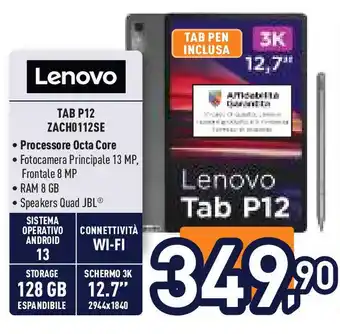 Unieuro Lenovo TAB P12 ZACHO112SE offerta
