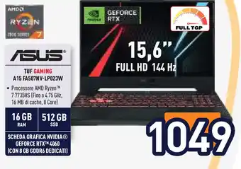 Unieuro ASUS TUF GAMING A15 FA507NV-LP023W offerta