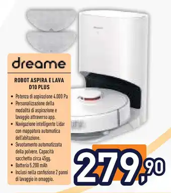 Unieuro dreame ROBOT ASPIRA E LAVA D10 PLUS offerta
