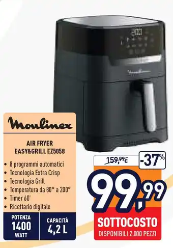 Unieuro Moulinex AIR FRYER EASY&GRILL EZ5058 offerta