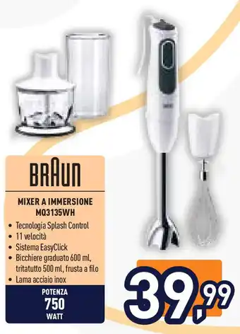 Unieuro BRAUN MIXER A IMMERSIONE MQ3135WH offerta