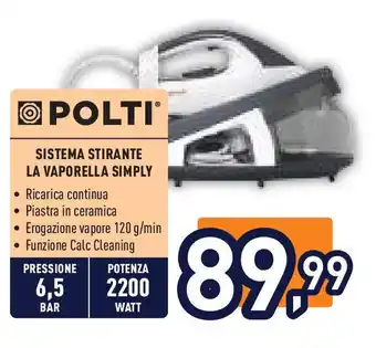 Unieuro POLTI SISTEMA STIRANTE LA VAPORELLA SIMPLY offerta