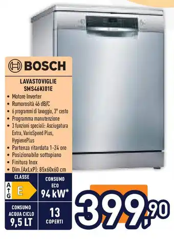 Unieuro BOSCH LAVASTOVIGLIE SMS46KI01E offerta