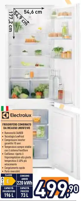 Unieuro Electrolux FRIGORIFERO COMBINATO DA INCASSO LND5FE18S offerta