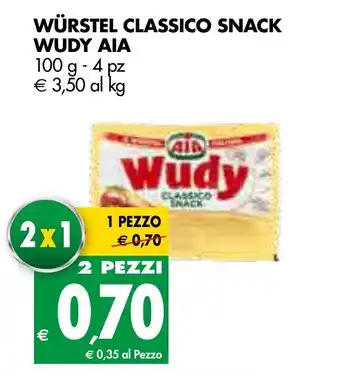 Tigros Aia Wudy Würstel Classico Snack 100g - 4pz offerta