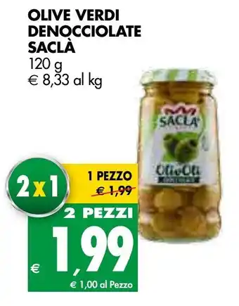 Tigros Saclà Olive Verdi Denocciolate 120g offerta