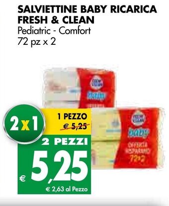 Tigros Fresh & Clean Salviettine Baby Ricarica 72pz x 2 offerta