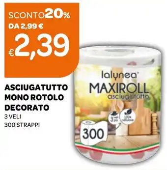 Ekom ASCIUGATUTTO MONO ROTOLO DECORATO 3 VELI 300 STRAPPI offerta