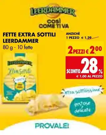 Tigros Leerdammer Fette Extra Sottili 80g - 10 fette offerta