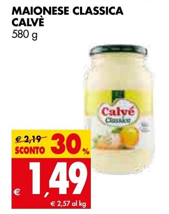 Tigros Calvé Maionese Classica 580g offerta