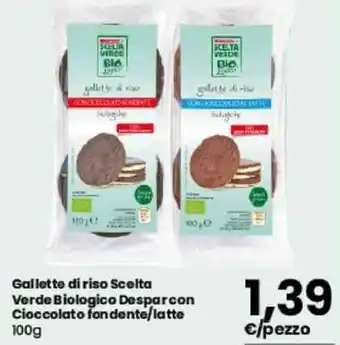 Despar Gallette di riso Scelta Verde Biologico Desparcon Cioccolato fondente/latte 100g offerta